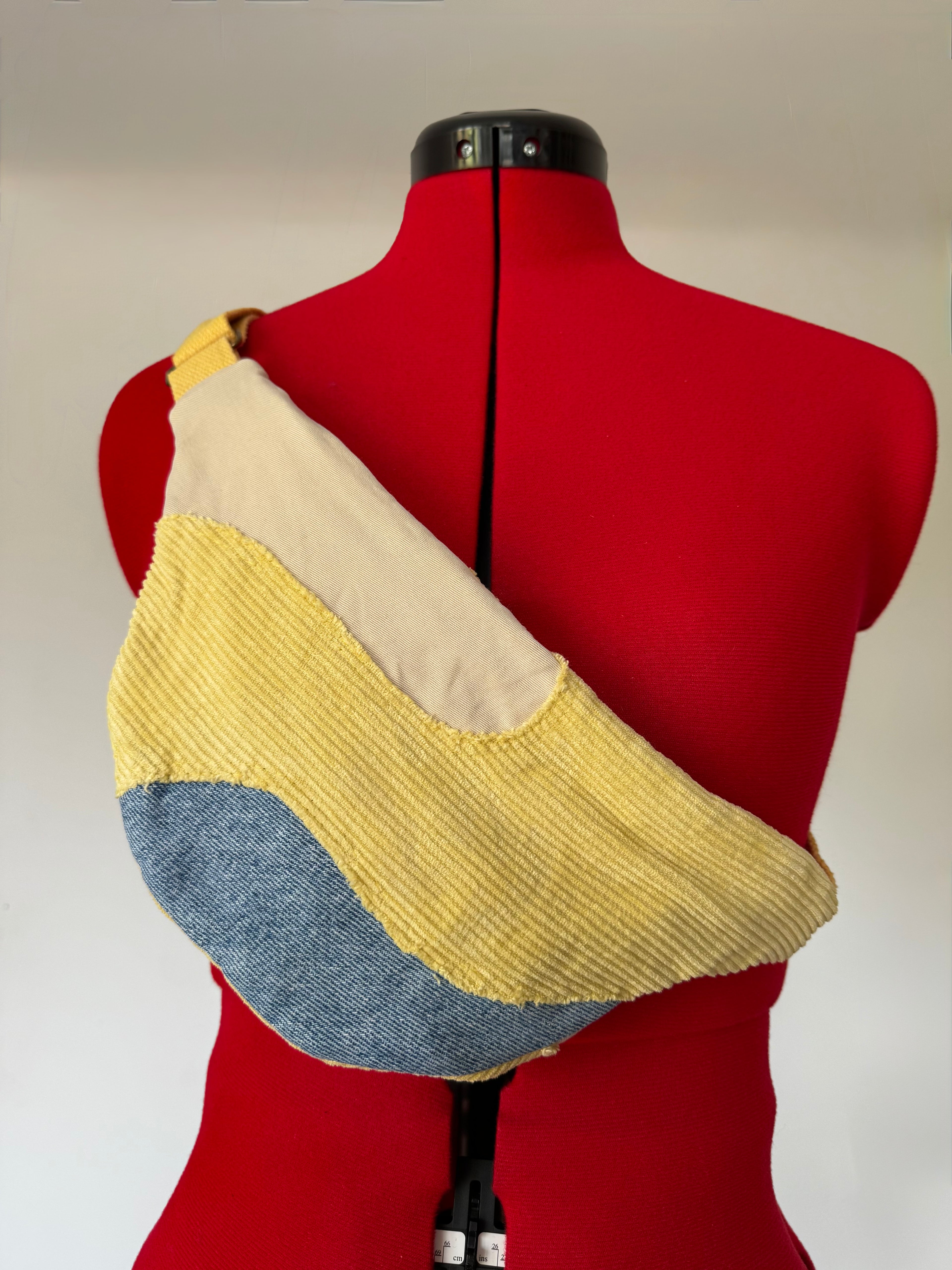 Sacoche banane WAVY TRIPLE - velours et jeans