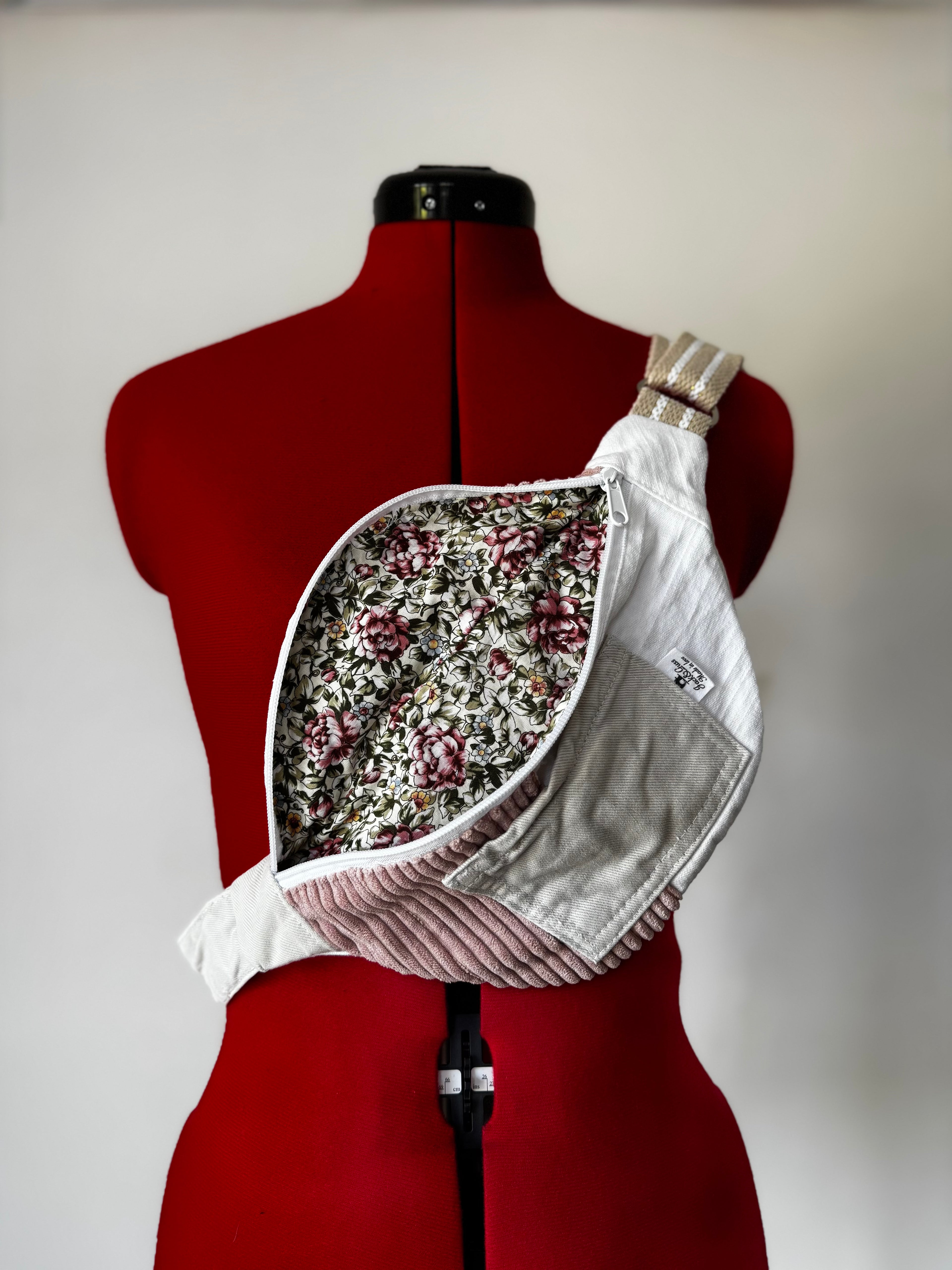 Sacoche banane QUADRY - velours rose