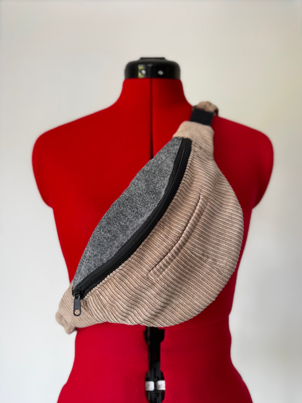 Sacoche banane UNY - velours beige