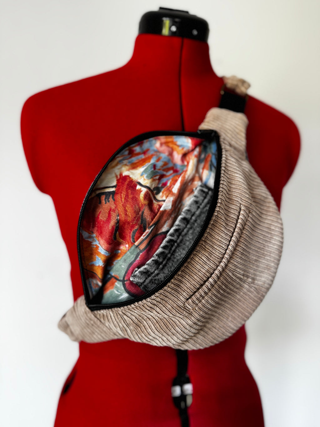 Sacoche banane UNY - velours beige