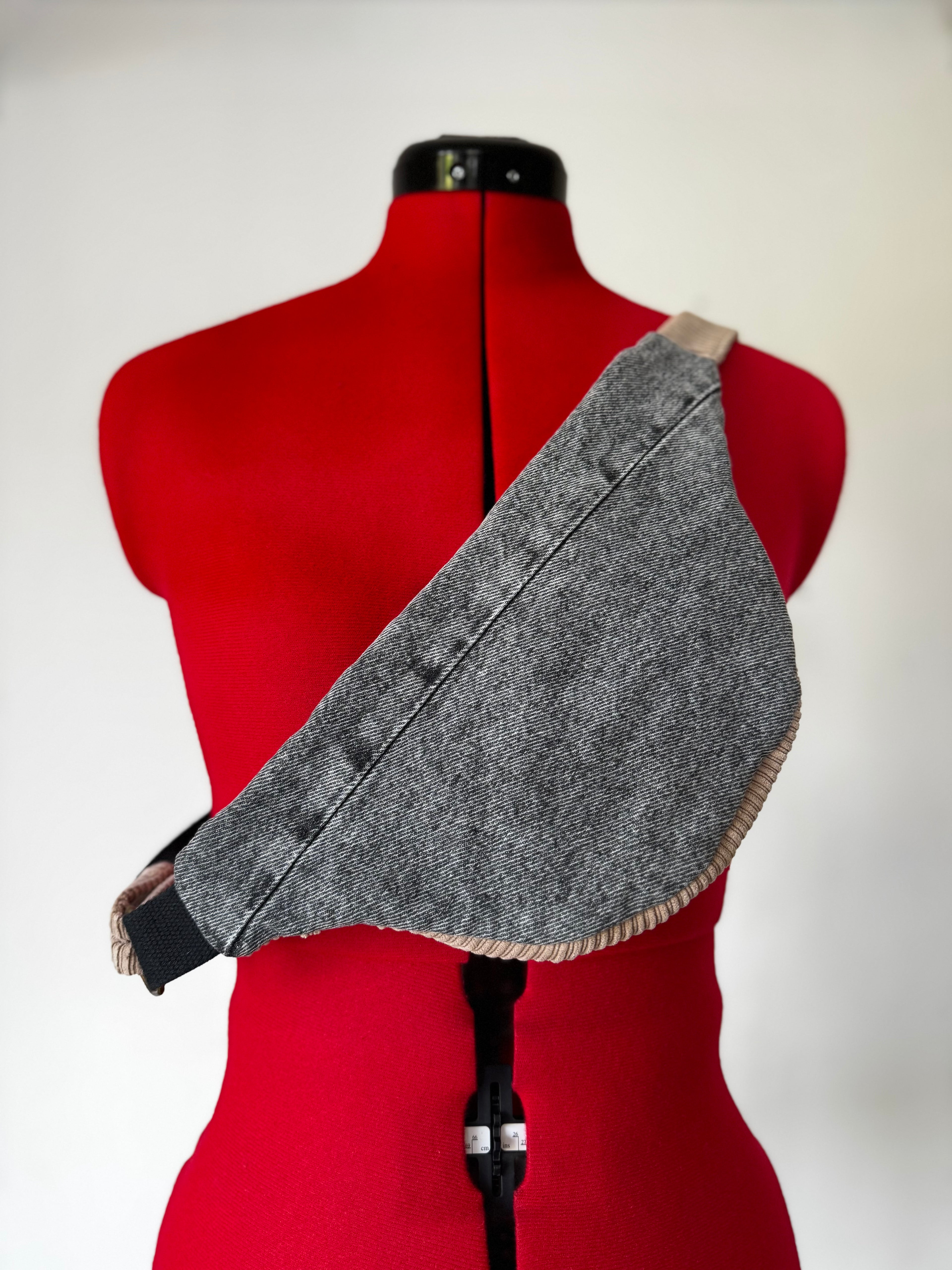 Sacoche banane UNY - velours beige